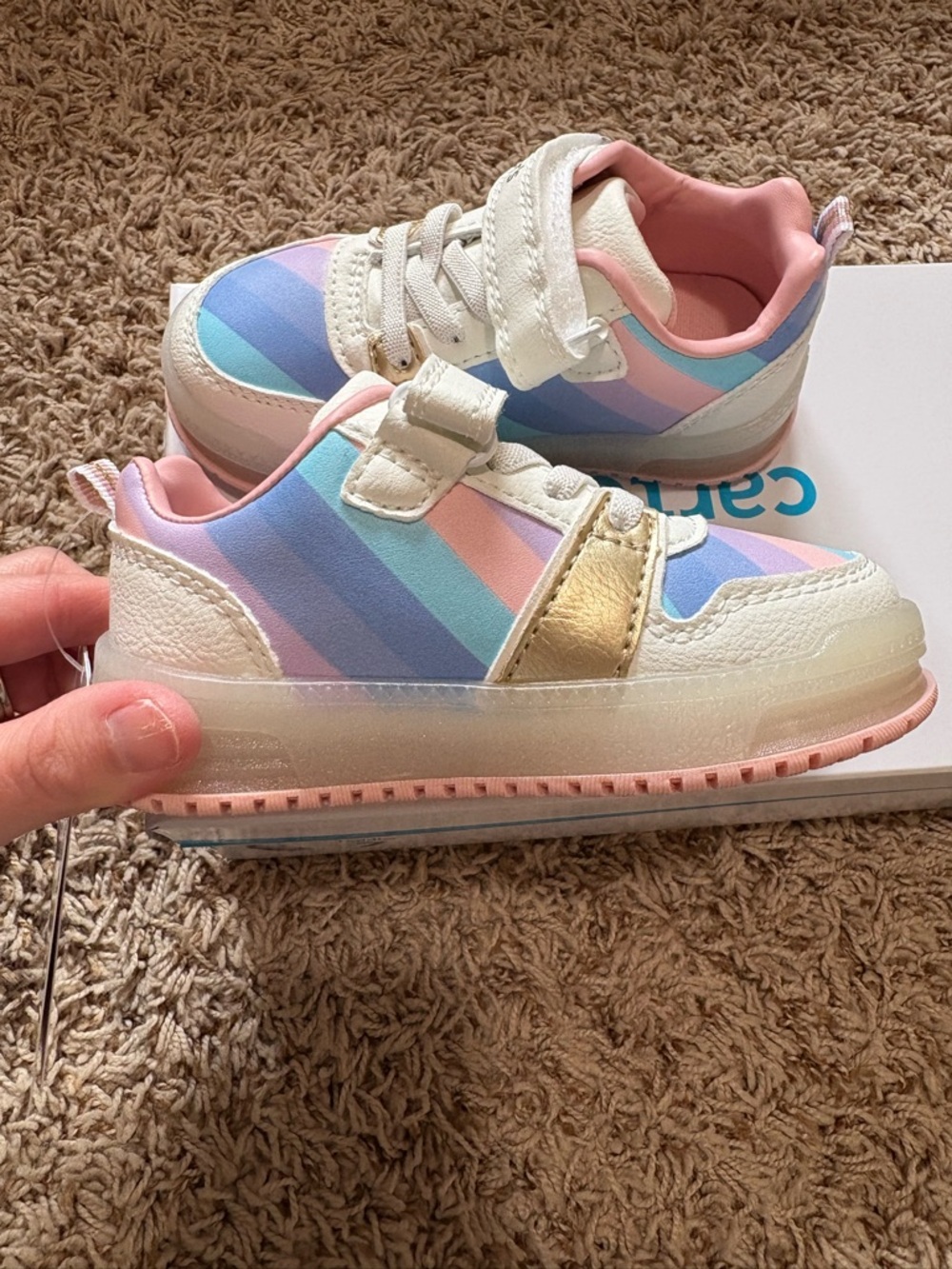 Carter's Hirano Casual Light Up Toddler Girl Rainbow Sneakers size 7 NEW!! - Picture 4 of 8